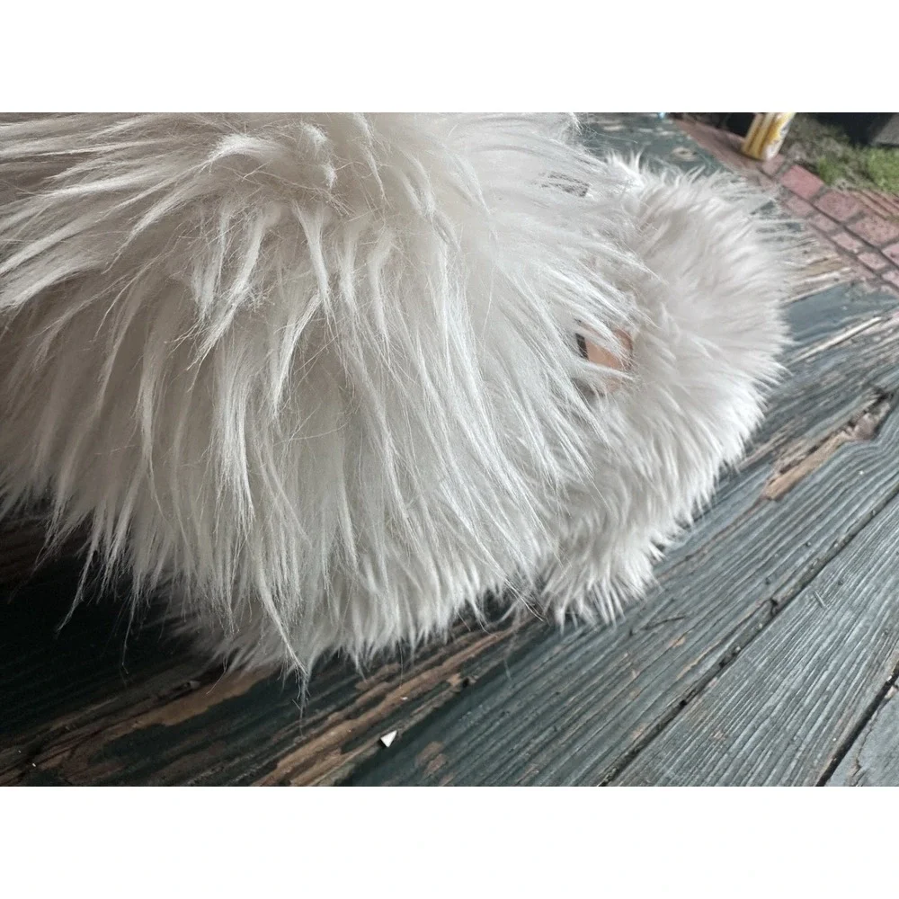 Pottery Barn: Luxe Faux Fur Dog with Antlers Shaped Plush Christmas